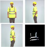 Dazonity Hi Vis T Shirt 3pcs, High Visibility Shirts for Men Women Work Safety Shirts with Reflective Strips and Pocket