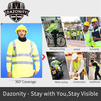 Dazonity Hi Vis T Shirt 3pcs, High Visibility Shirts for Men Women Work Safety Shirts with Reflective Strips and Pocket