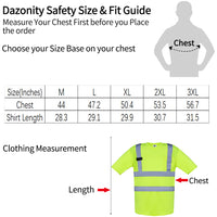 Dazonity Hi Vis T Shirt 3pcs, High Visibility Shirts for Men Women Work Safety Shirts with Reflective Strips and Pocket