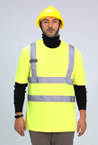 Dazonity Hi Vis T Shirt 3pcs, High Visibility Shirts for Men Women Work Safety Shirts with Reflective Strips and Pocket