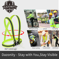 Dazonity High Visibility Safety Vest ,Lightweight,Adjustable &Hi Vis Fit for Men&Women, Work,Construction,Runnning