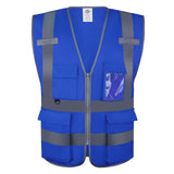 Dazonity High Visibility Safety Vest with Multi Pockets and Zipper , Fit for Men & Women, Work,Parking,Warehouse