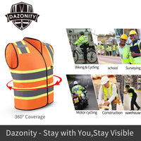 Dazonity Safety Vest with Multi-Pockets ,Reflective, High Visibility for Work,Construction,Parking,Warehouse