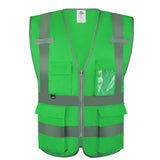 Dazonity High Visibility Safety Vest with Multi Pockets and Zipper , Fit for Men & Women, Work,Parking,Warehouse