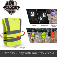 Dazonity Children's High Visibility Safety Vest, Reflective Strips, Fit for Boys & Girls, Walking or Back to School