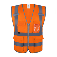 Dazonity High Visibility Safety Vest with Multi Pockets and Zipper , Fit for Men & Women, Work,Parking,Warehouse