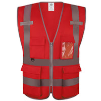 Dazonity High Visibility Safety Vest with Multi Pockets and Zipper , Fit for Men & Women, Work,Parking,Warehouse