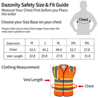 Dazonity Safety Vest with Multi-Pockets ,Reflective, High Visibility for Work,Construction,Parking,Warehouse