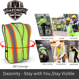 Dazonity High Visibility Reflective Safety Vest , Mesh,Reflective Strips, Fit for Men & Women, Work, Construction