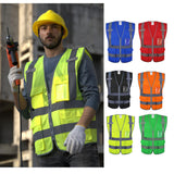 Dazonity High Visibility Safety Vest with Multi Pockets and Zipper , Fit for Men & Women, Work,Parking,Warehouse