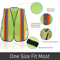 Dazonity High Visibility Reflective Safety Vest , Mesh,Reflective Strips, Fit for Men & Women, Work, Construction